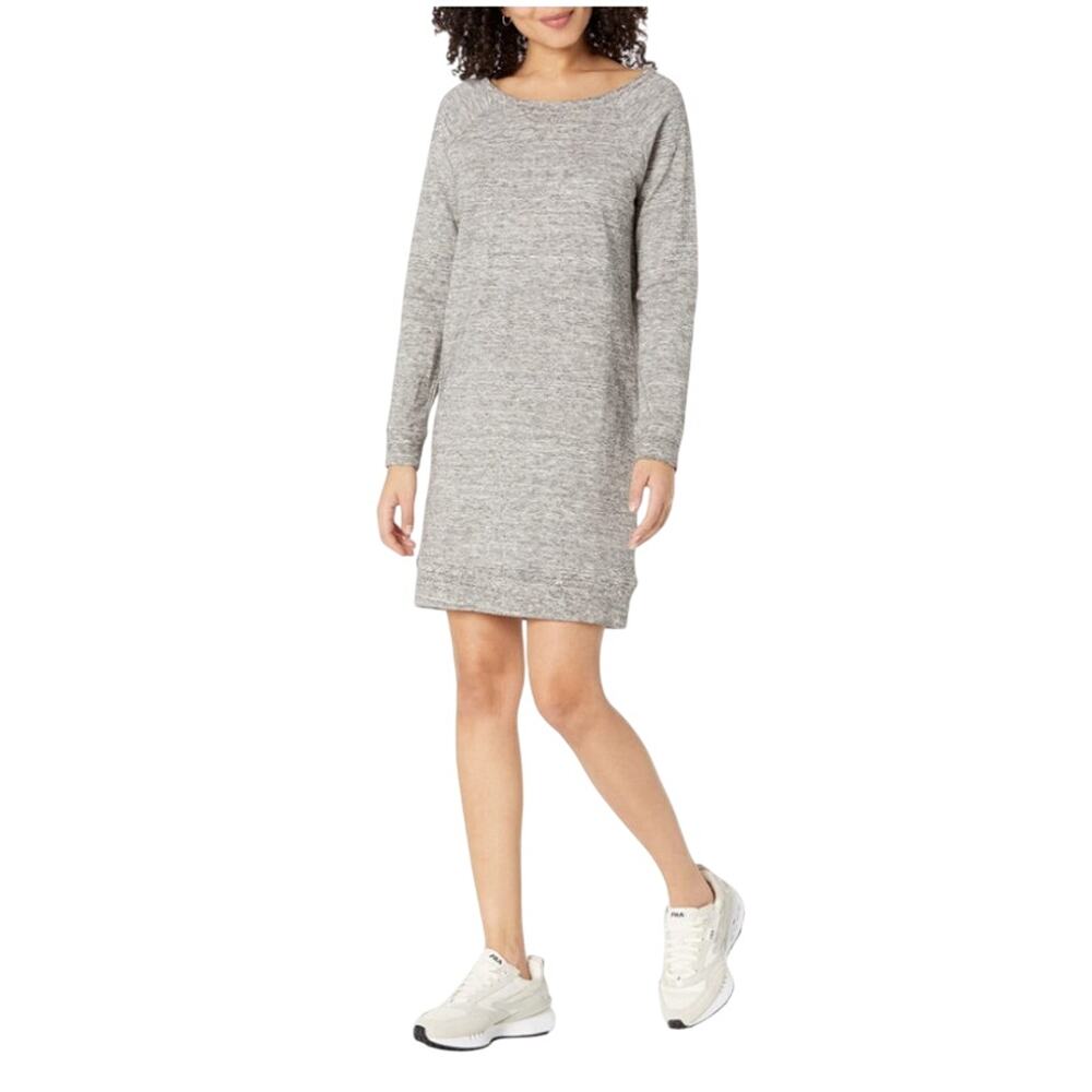 Daily Ritual Womens Sweatshirt Dress SM Grey Cotton/Modal Long Sleeve Boat Neck